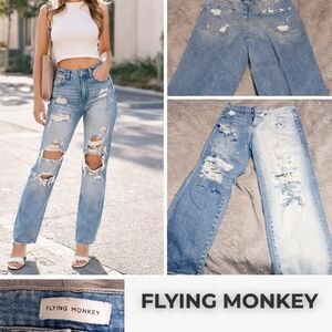 Flying Monkey Two-Tone Blue Boyfriend Jeans